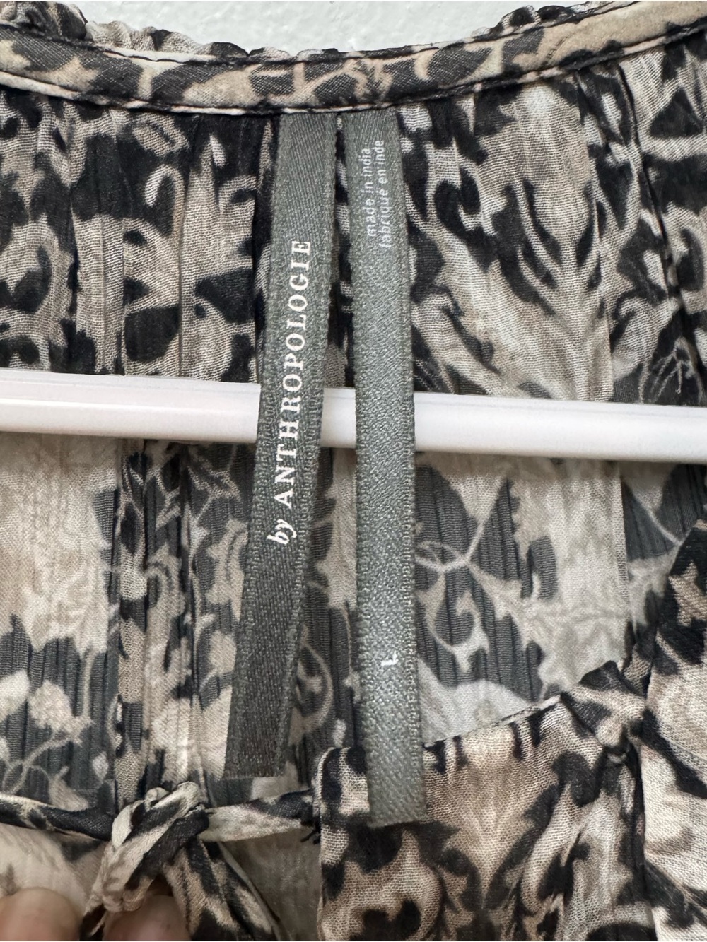 Anthropologie The Marais in Black White Rabbit Print Chiffon Maxi Dress Large - Picture 7 of 12